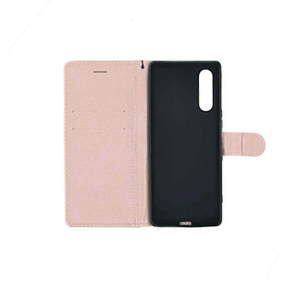 Flip Stand Leather Wallet Case For Sony Xperia 5 Pink