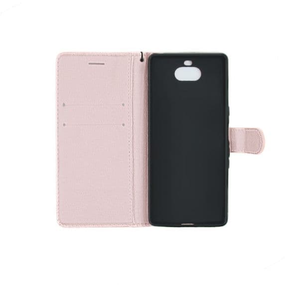Flip Stand Leather Wallet Case For Sony Xperia 10 Pink