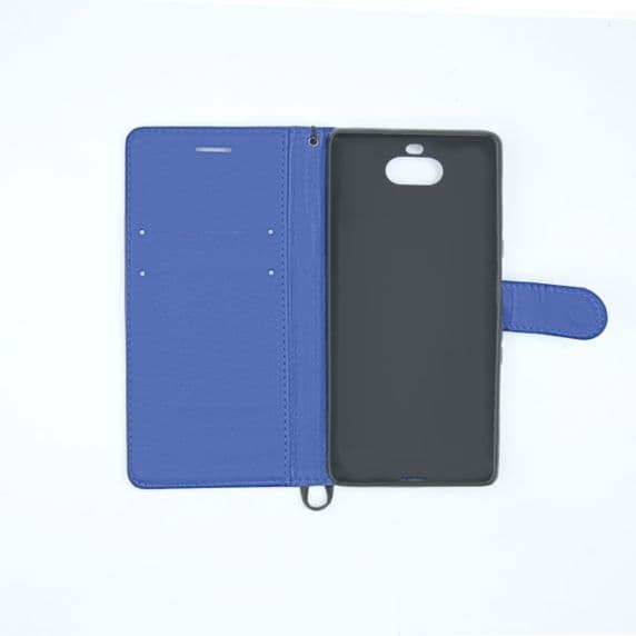Flip Stand Leather Wallet Case For Sony Xperia 10 Blue
