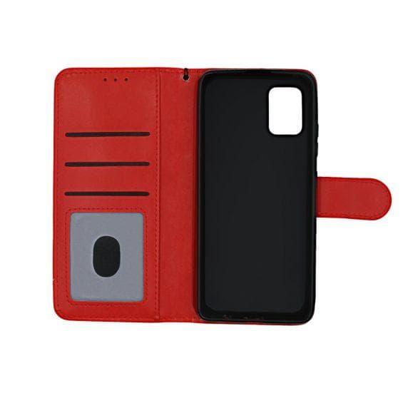 Flip Stand Leather Wallet Case For Samsung Galaxy A51 Red