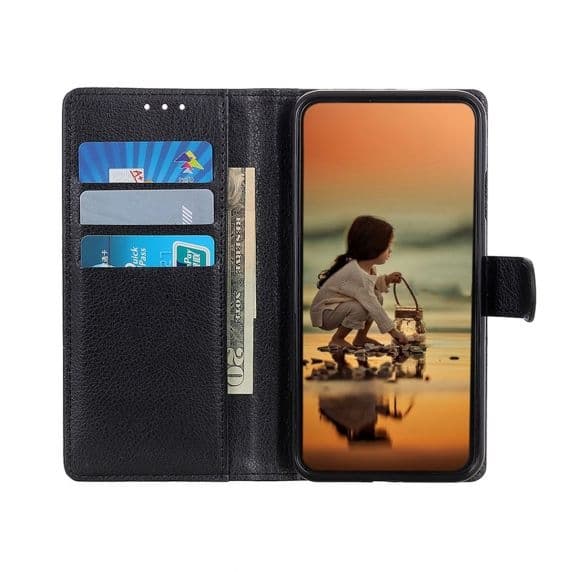 Flip Stand Leather Wallet Case For Xiaomi 11T/Xiaomi 11T Pro Black