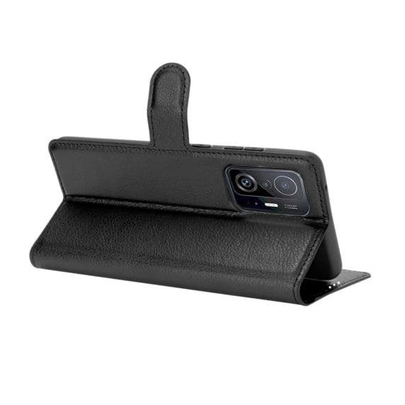 Flip Stand Leather Wallet Case For Xiaomi 11T/Xiaomi 11T Pro Black