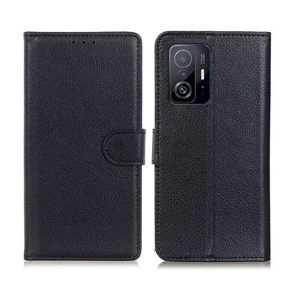 Flip Stand Leather Wallet Case For Xiaomi 11T/Xiaomi 11T Pro Black