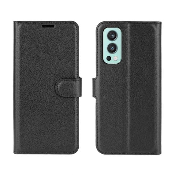 Flip Stand Leather Wallet Case For OnePlus Nord 2 5G Black