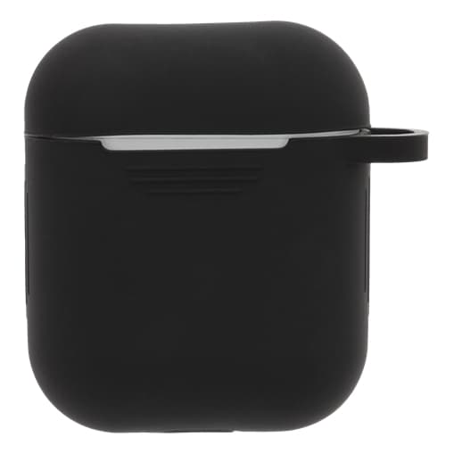 DELTACO Silikonskal för AirPods, mjuk, nyckelringshål, greppvänlig, svart