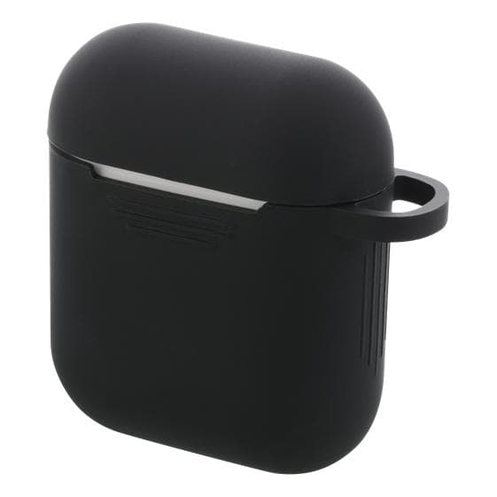 DELTACO Silikonskal för AirPods, mjuk, nyckelringshål, greppvänlig, svart