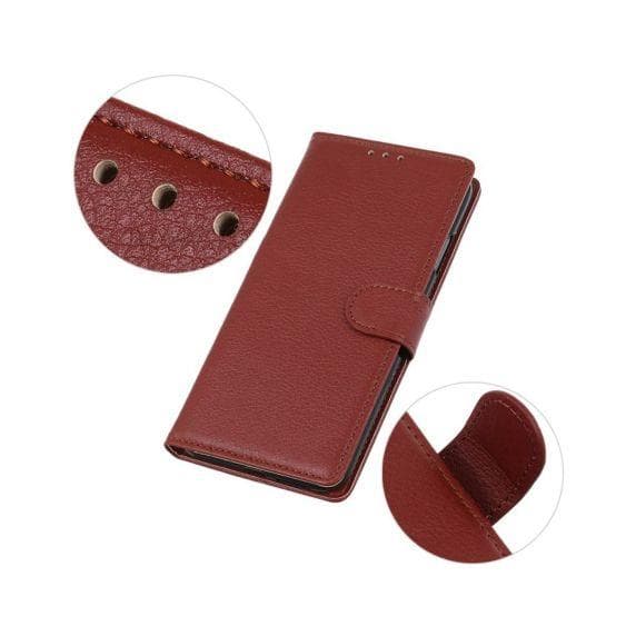 Flip Stand Leather Wallet Case For Xiaomi Redmi 9C Brown