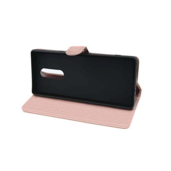 Flip Stand Leather Wallet Case For Sony Xperia 1 Pink