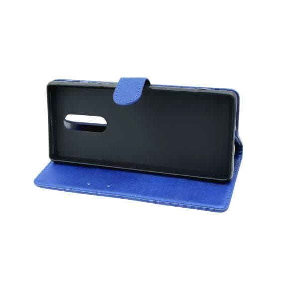 Flip Stand Leather Wallet Case For Sony Xperia 1 Blue