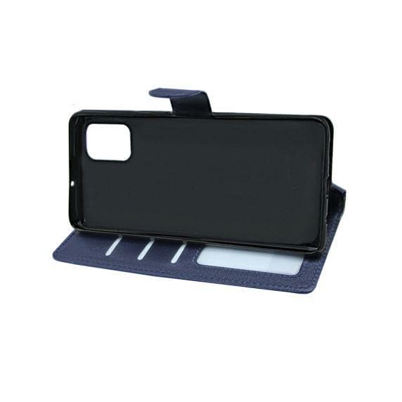 Flip Stand Leather Wallet Case For Samsung Galaxy A51 Blue