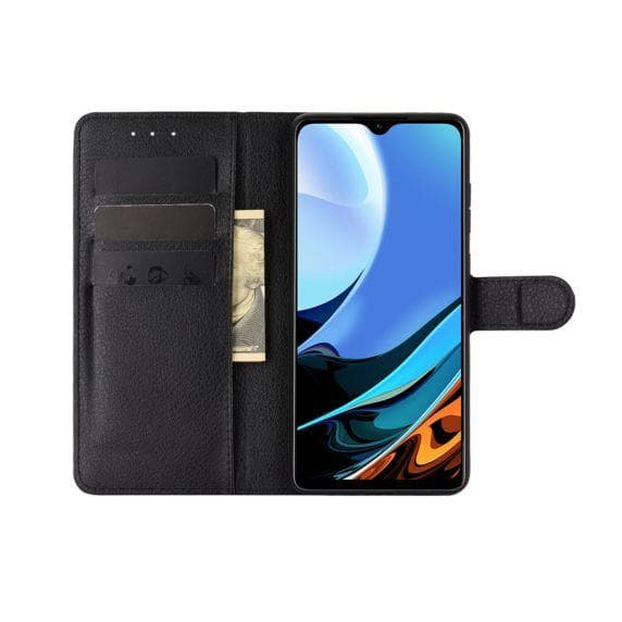 Flip Stand Leather Wallet Case For Xiaomi Redmi 9T/ Mi POCO M3 Black