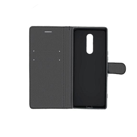 Flip Stand Leather Wallet Case For Sony Xperia 1 Black