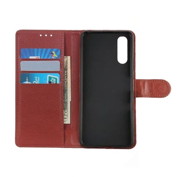 Flip Stand Leather Wallet Case For Sony Xperia 10 III Brown