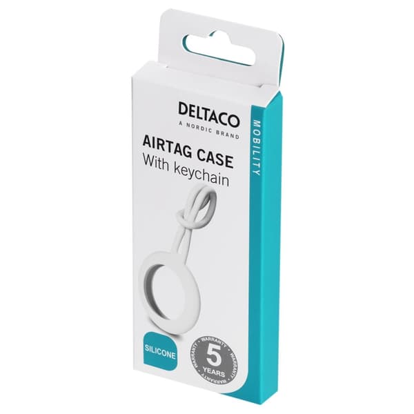 DELTACO Apple AirTag-fodral, silikonhängare, vit