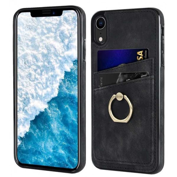 iPhone XR -matkapuhelimen suojakuori korttitelineellä Retro V4 Svart