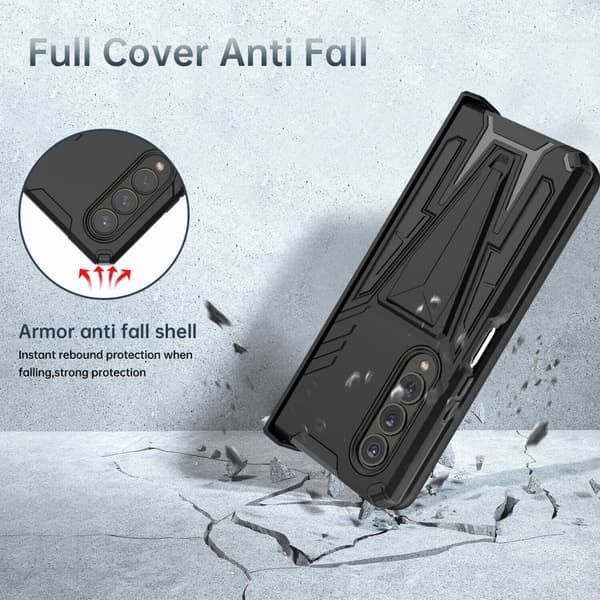 Samsung Galaxy Z FOLD 4- Etui Stødsikker magnetisk Armor Case - SORT