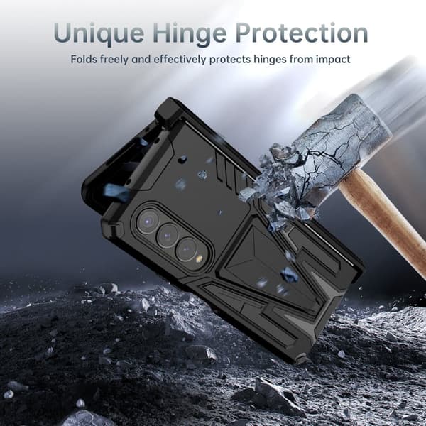 Samsung Galaxy Z FOLD 4- Etui Stødsikker magnetisk Armor Case - SORT