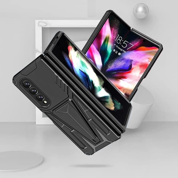 Samsung Galaxy Z FOLD 4- Etui Stødsikker magnetisk Armor Case - SORT