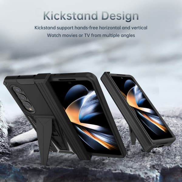 Samsung Galaxy Z FOLD 4- Etui Stødsikker magnetisk Armor Case - SORT