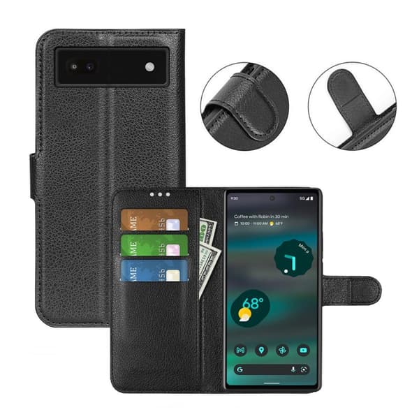 Google Pixel 6A Plånboksfodral med Stativ - Svart