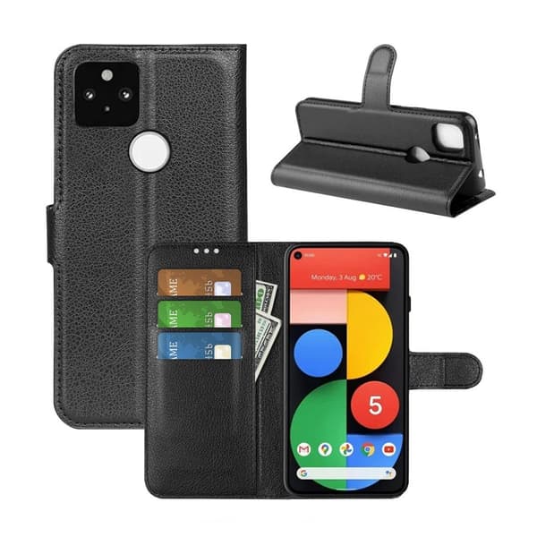 Google Pixel 5A Plånboksfodral med Stativ - Svart