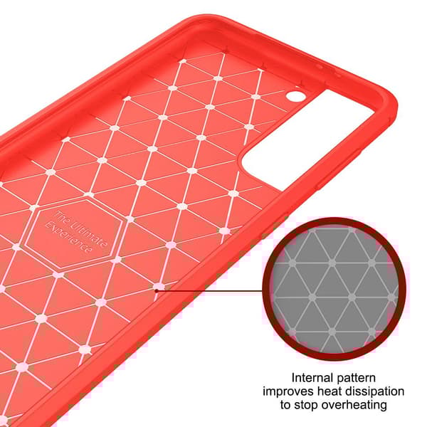 Carbon Fiber Skal för Samsung Galaxy S21 - Röd