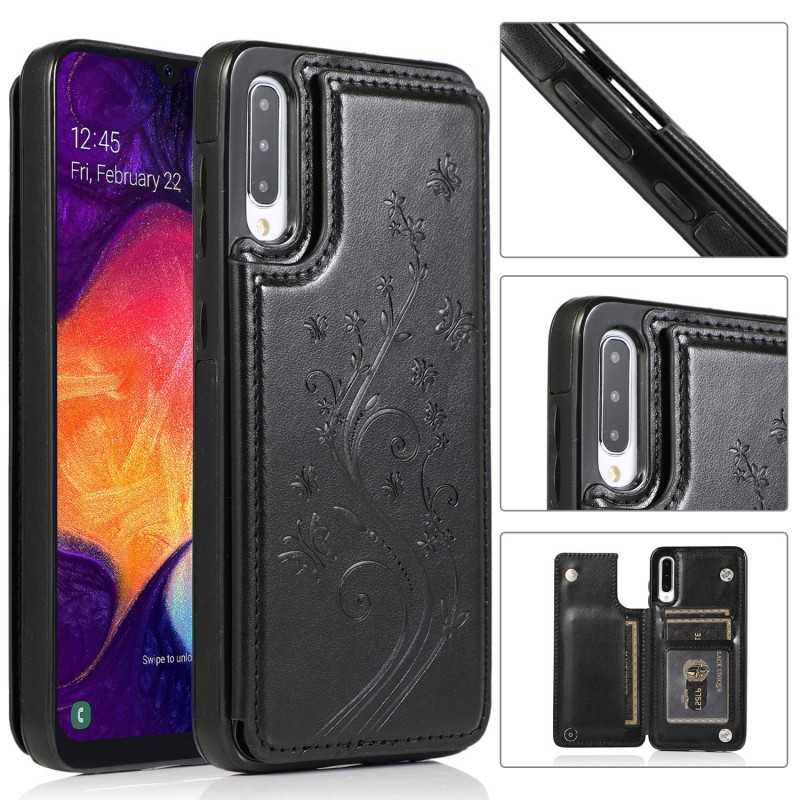 Samsung A50 Stöttåligt Skal Korthållare 3-FACK Flippr V2 Svart