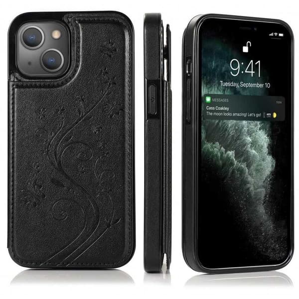 iPhone 13 Mini Stöttåligt Skal Korthållare 3-FACK Flippr V2 Svart