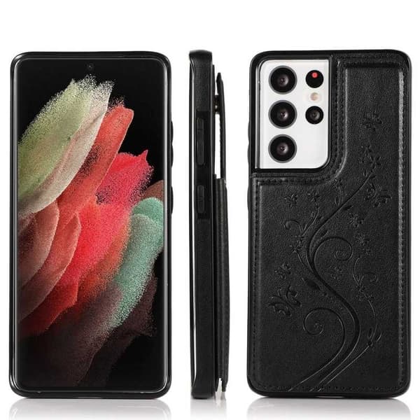 Samsung S21 Ultra Stöttåligt Skal Korthållare 3-FACK Flippr V2 Svart