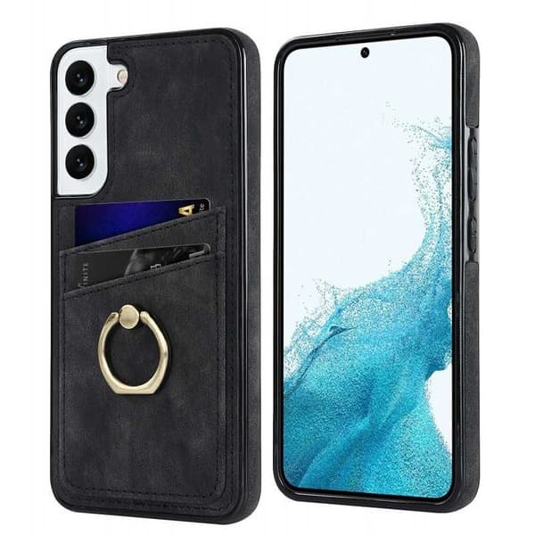 Samsung S22 Mobilskal med Korthållare Retro V4 Vinröd