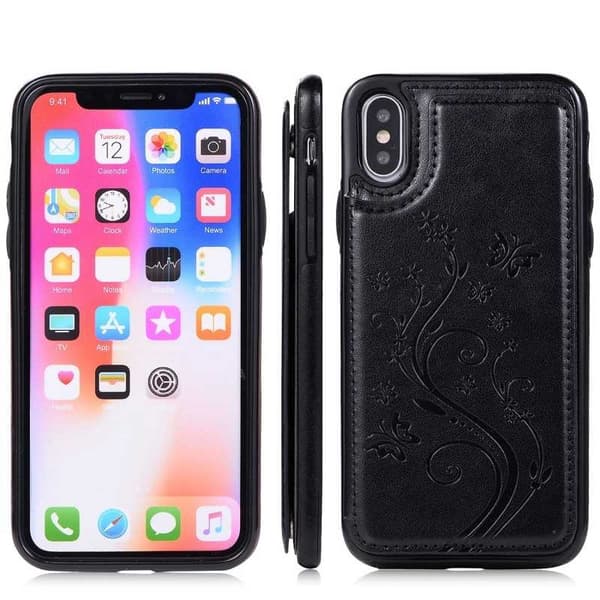 iPhone X / XS Stöttåligt Skal Korthållare 3-FACK Flippr V2 Svart