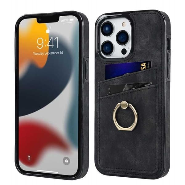iPhone 13 Pro mobilcover med kortholder Retro V4 Vinröd