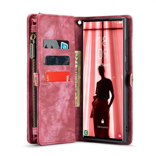 Multi Wallet CaseMe 11-kort Samsung Galaxy S23 Ultra - Rød