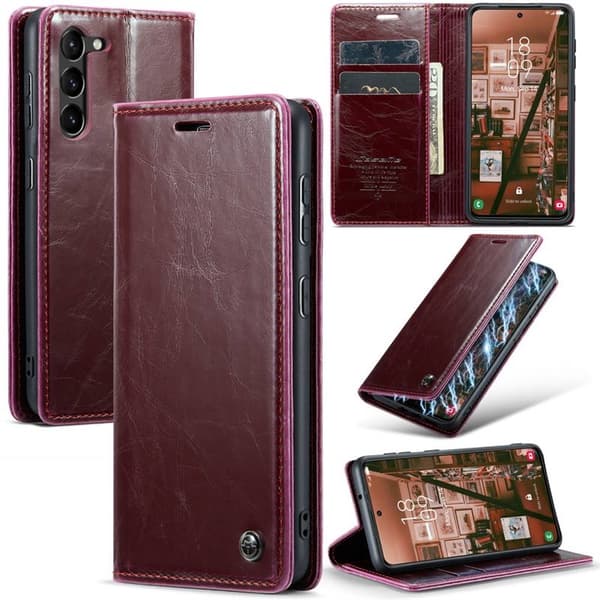 CaseMe Wallet 3-kort Samsung Galaxy S23 - Vinrød