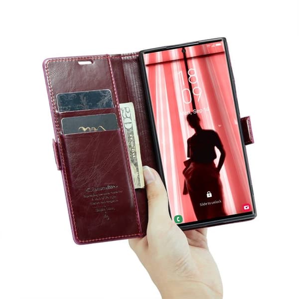 CaseMe Wallet 3-kort Samsung Galaxy S23 Ultra - Vinrød