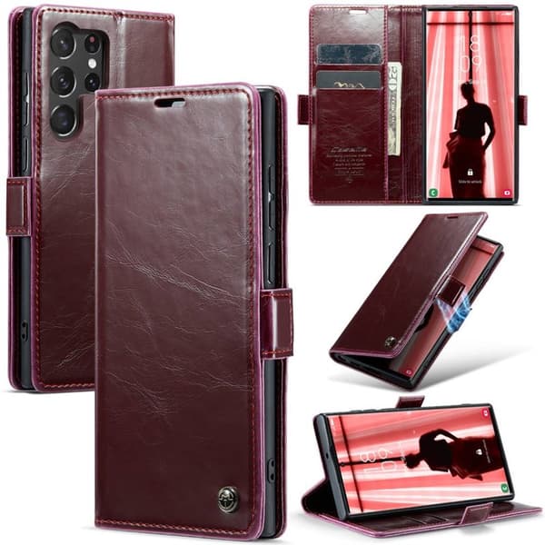 CaseMe Wallet 3-kort Samsung Galaxy S23 Ultra - Vinrød