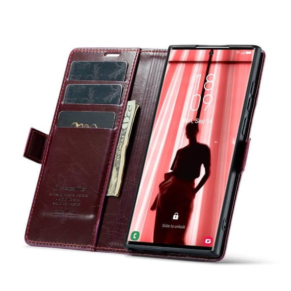 CaseMe Wallet 3-kort Samsung Galaxy S23 Ultra - Vinrød