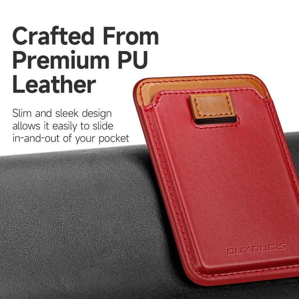 DUX DUCIS MagSafe Korttipidike Magnetic Leather Wallet Punainen