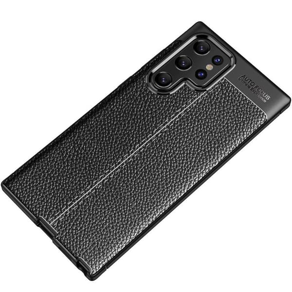 Nahkakuvioitu TPU kuori Samsung Galaxy S23 Ultra - Musta