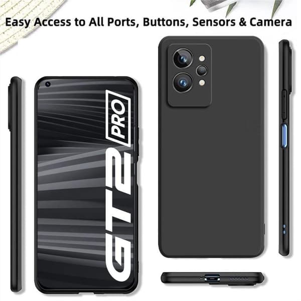 Realme GT 2 / GT Neo 2 Ultratyndt gummibelagt mat sort cover Basic V2