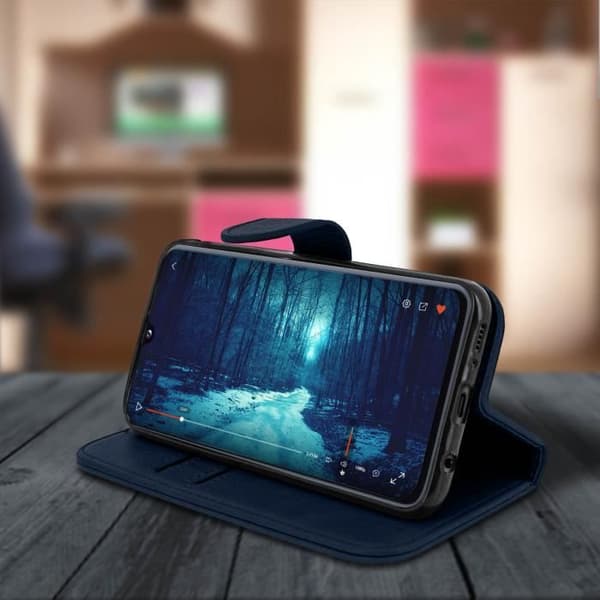 Hus för Samsung Galaxy A40 - AVIZAR - Plånboksfodral - Silikon Gel - Blå Natt - Videostöd