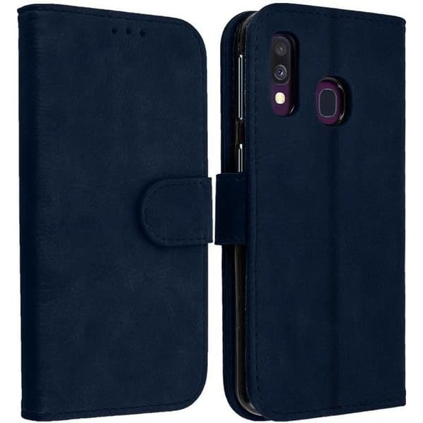 Hus för Samsung Galaxy A40 - AVIZAR - Plånboksfodral - Silikon Gel - Blå Natt - Videostöd