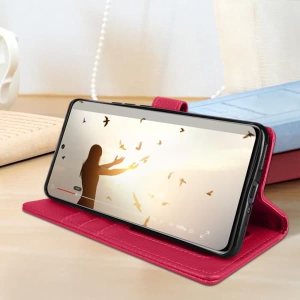 Skal - AVIZAR - Xiaomi 12 och 12X - Läderimitation - Rosa - Videostöd