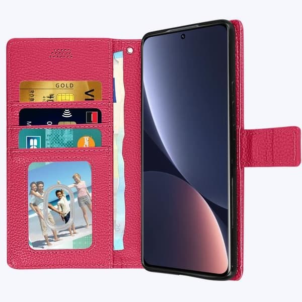 Skal - AVIZAR - Xiaomi 12 och 12X - Läderimitation - Rosa - Videostöd