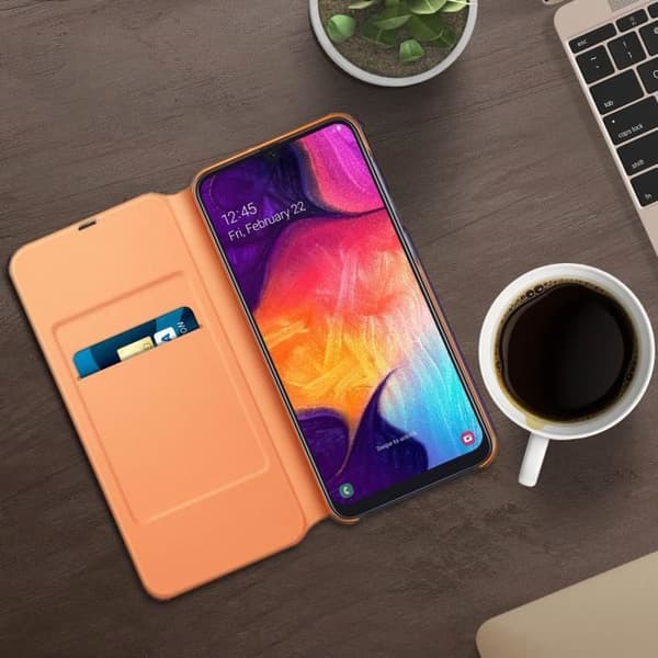 Hållare - Samsung - Galaxy A50 - Hårdskal - Plånboksfodral - Vit