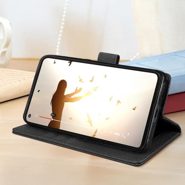 Realme GT Neo 2 och GT 2 plånboksfodral Videostöd Svart - AVIZAR - Stel - Syntet - Blandat