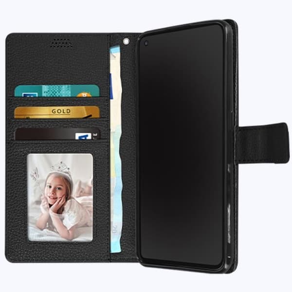 Realme GT Neo 2 och GT 2 plånboksfodral Videostöd Svart - AVIZAR - Stel - Syntet - Blandat