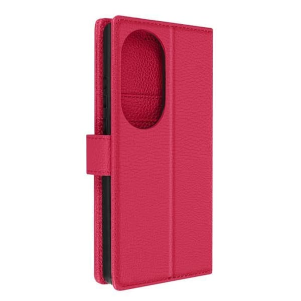 Hoes - Huawei - P50 Pro - Syntetiskt läder - Rosa - Videostöd - Kortfack