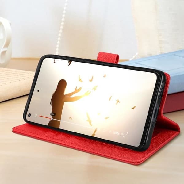 Rött plånboksfodral för Realme GT Neo 2 och GT 2 med videostödfunktion