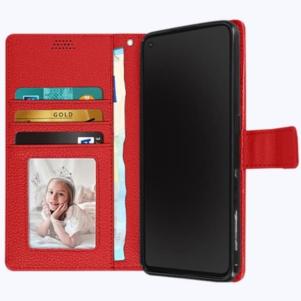 Rött plånboksfodral för Realme GT Neo 2 och GT 2 med videostödfunktion
